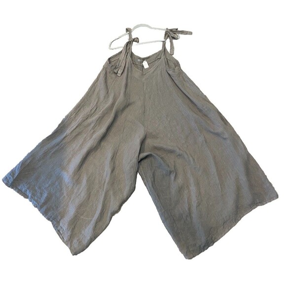 CATWALK STUDIO Gray Linen Tied Straps LAGENLOOK Minimalist Harem Jumpsuit O/S - Picture 11 of 13